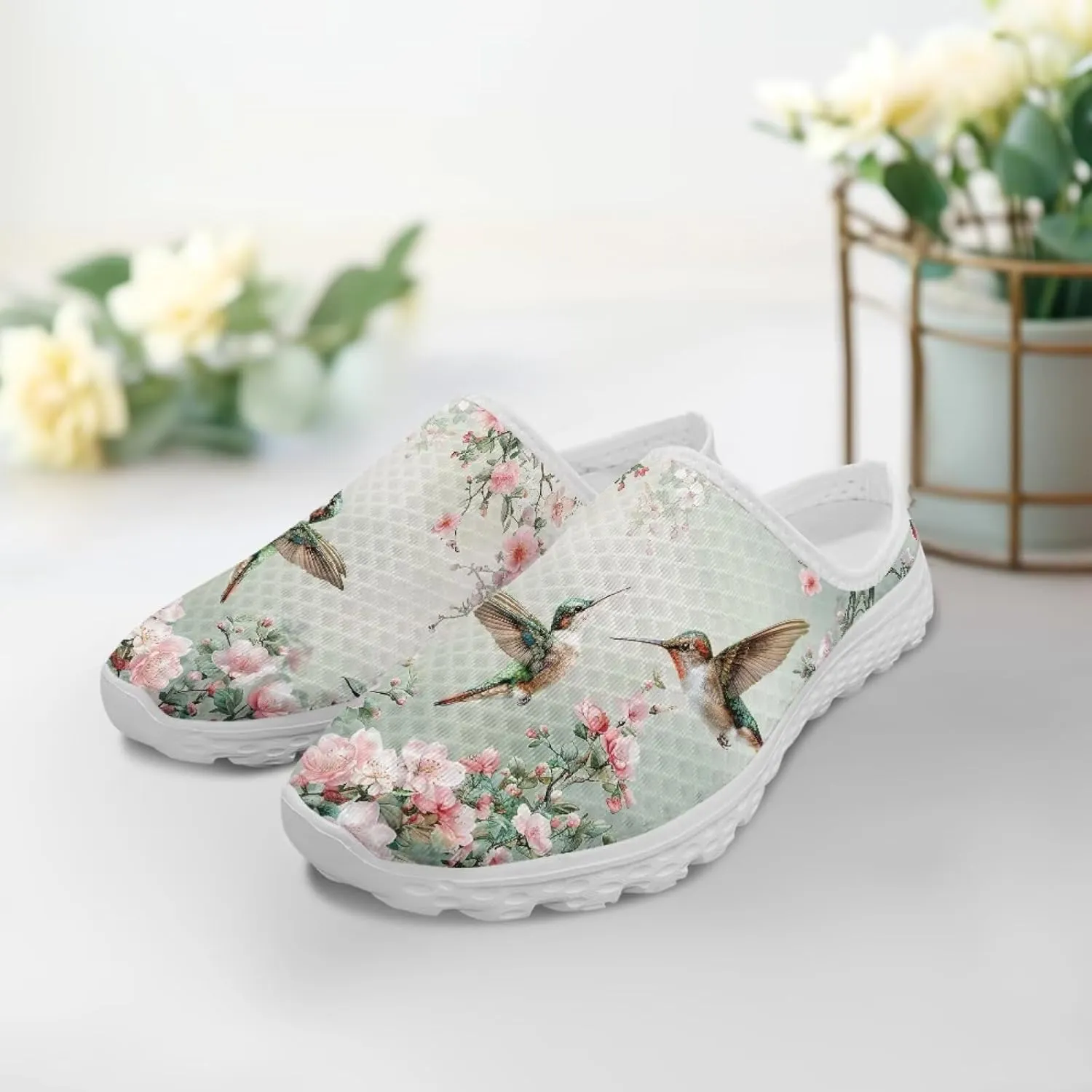 Backless Shoes for Women Walking Sneakers Slip-on Mules Closed Toe Slippers Breathable Mesh Footwear