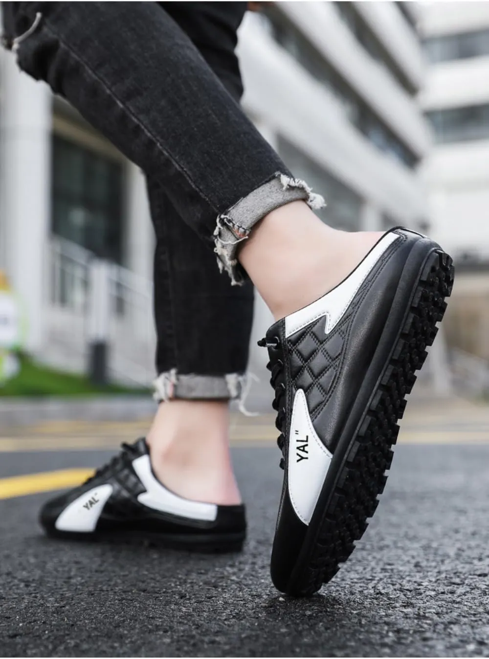 Backless Tennis Shoes for Men Wide Mule Sneakers Slip on House Slippers Platform Open Back Sneakers Lightweight Casual Sports Shoes Breathable Mesh Lace Up Comfort Walking Slides Summer Travel Driving