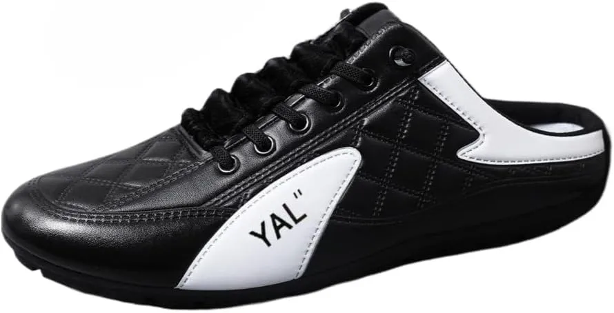 Backless Tennis Shoes for Men Wide Mule Sneakers Slip on House Slippers Platform Open Back Sneakers Lightweight Casual Sports Shoes Breathable Mesh Lace Up Comfort Walking Slides Summer Travel Driving