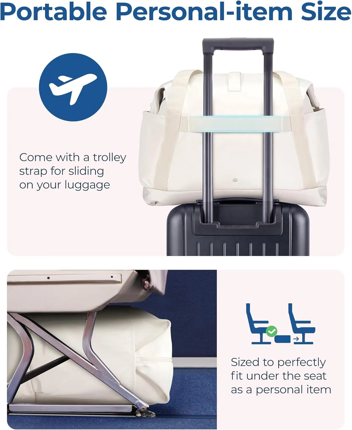 BAGSMART For Spirit Airlines Personal Item Bag, 23L Foldable Weekender Bags for Women Gym Tote Overnight Bag for Travel