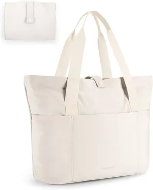 BAGSMART Tote Bag for Women, Foldable Tote Bag With Zipper Travel Large Shoulder Bag Handbag for Work-16.5''l X 6''wx 14''h