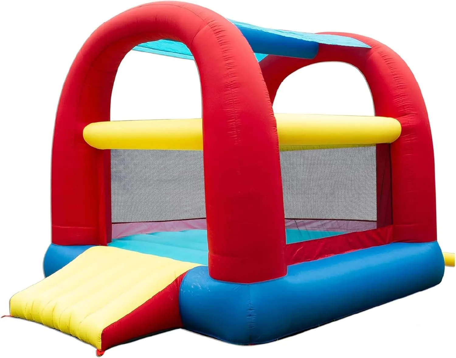 Banzai Bounce ’N’ Slide Cool Canopy Inflatable Indoor Outdoor Bounce House with Slide and Blower