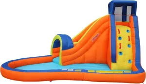 BANZAI Pipeline Water Park Toy, Length: 14 ft 7 in, Width: 9 ft 6 in, Height: 7 ft 11 in, Inflatable Outdoor Backyard Water Slide Splash Bounce Climbing Toy