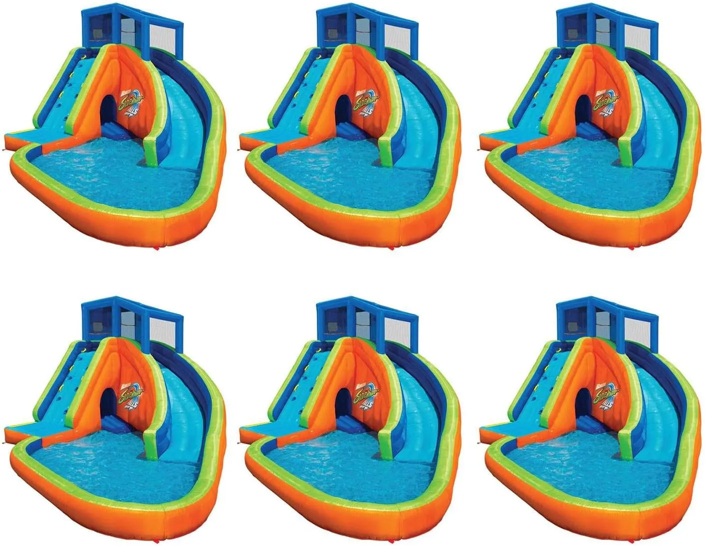 Banzai Sidewinder Falls Inflatable Kiddie Pool with Slides & Cannons (6 Pack)
