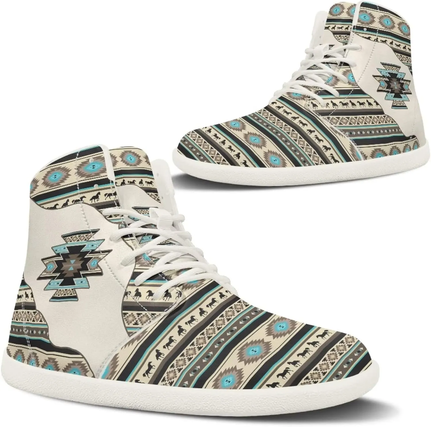 Barefoot Minimalist Shoes Mandala Style Women Wide Width Fashion Sneaker Non-Slip Sneakers Lightweight PU Leather