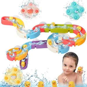 Bath Toys Toddlers（37PCS） Duck Slide Bath Toy Track with 3 Rotating Suction Cups Toys,Bath Toys for Kids Ages 4-8 , DIY Bathtub Time Birthday Gifts for Toddler Kids 3  Years Old