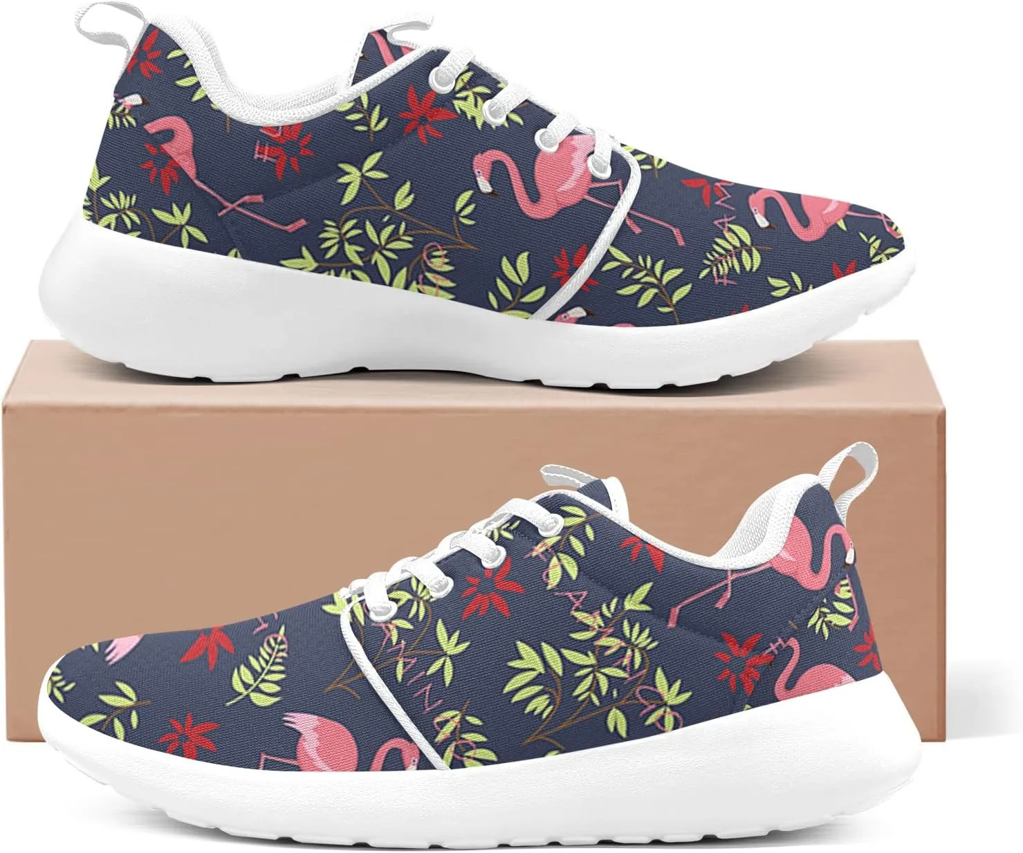 Beautiful Flamingos Shoes for Women Walking Running Athletic Lightweight Shoes Tennis Sports Comfortable Sneaker Gifts