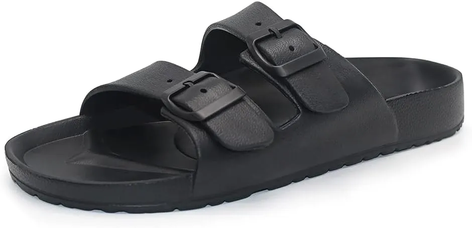 BEMGNAR Men’s Lightweight Comfort Slides Double Buckle Slip-on Adjustable EVA Orthopedic Flat Sandals