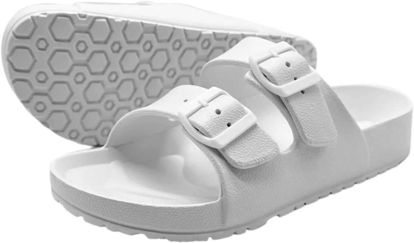 BEMGNAR Men’s Lightweight Comfort Slides Double Buckle Slip-on Adjustable EVA Orthopedic Flat Sandals
