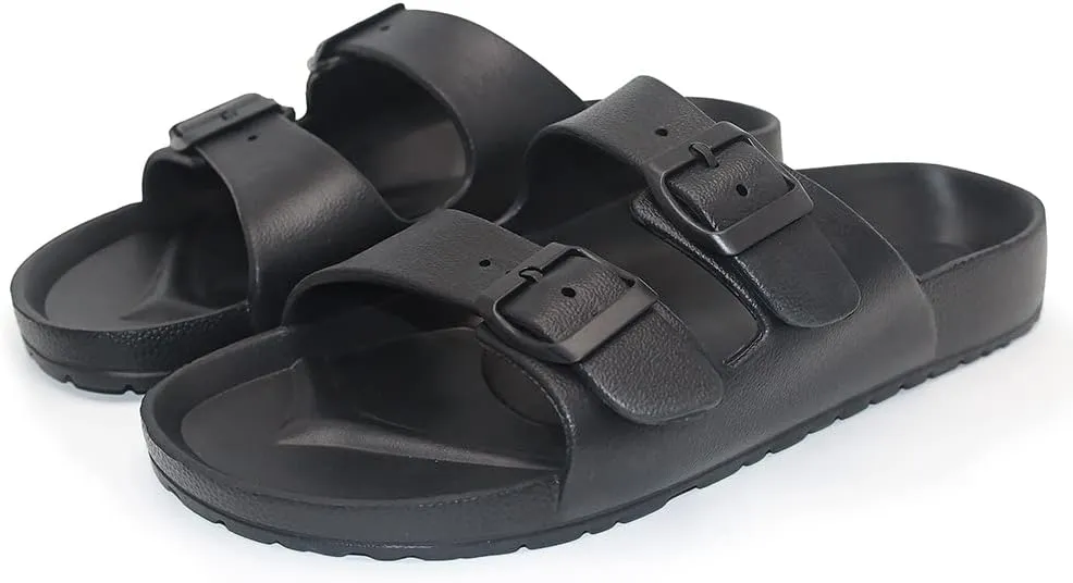 BEMGNAR Men’s Lightweight Comfort Slides Double Buckle Slip-on Adjustable EVA Orthopedic Flat Sandals