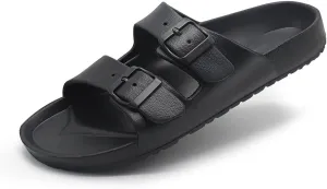 BEMGNAR Men’s Lightweight Comfort Slides Double Buckle Slip-on Adjustable EVA Orthopedic Flat Sandals