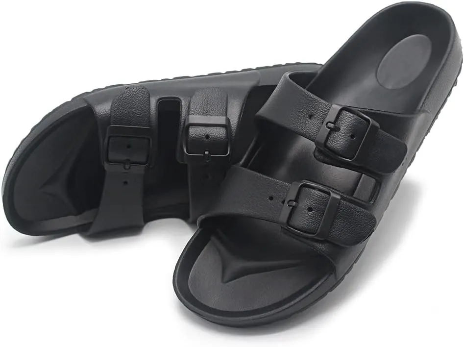 BEMGNAR Men’s Lightweight Comfort Slides Double Buckle Slip-on Adjustable EVA Orthopedic Flat Sandals