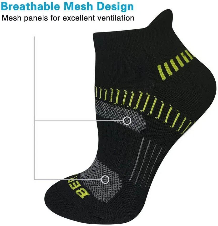 BERING Women's Athletic Running Cushioned Ankle Socks (6 Pairs)
