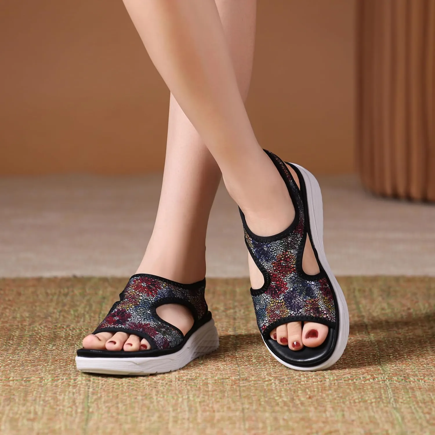 Bernal Women Walking Sandals Soft Comfortable Lightweight Sandals Non-slip Casual Open Toe Sport Sandals for Athletic Summer Beach Platform Sandal