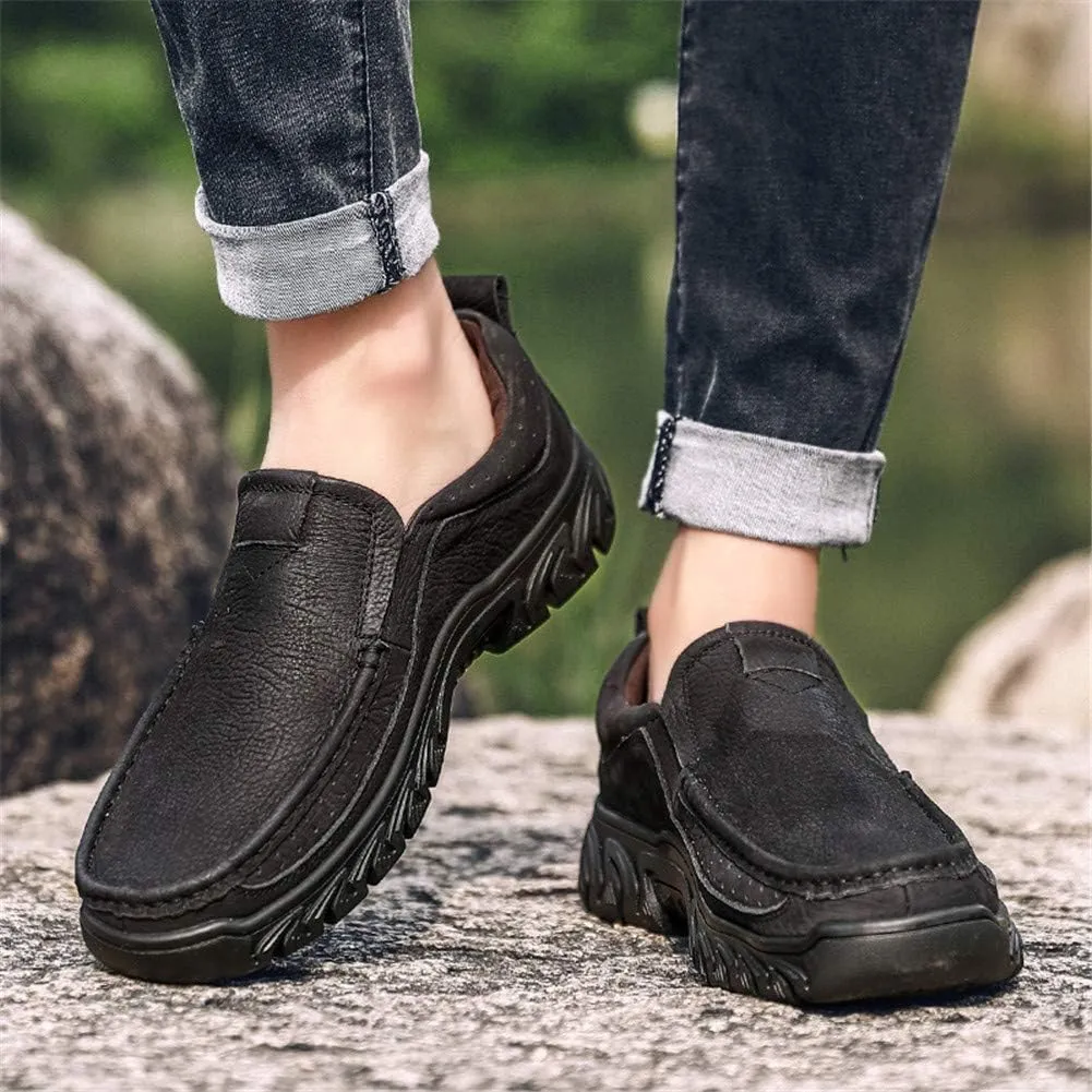 BIFINI Men's Slip-on Outdoor Walking Shoes Adventure Leather Hiking Moc Moccasin