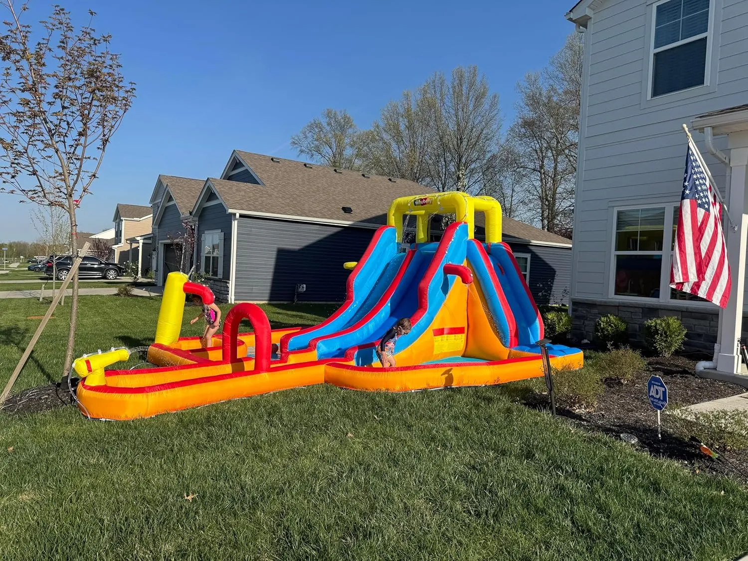Big Inflatable Water Slides, 18FTx14FT Water Park Kids 3-12, Waterslide Bounce House with Extra Long 2 Slides, Splash Pool, Blow up Water Slide for Kids Backyard Water Fun(Extra Large Bounce House)