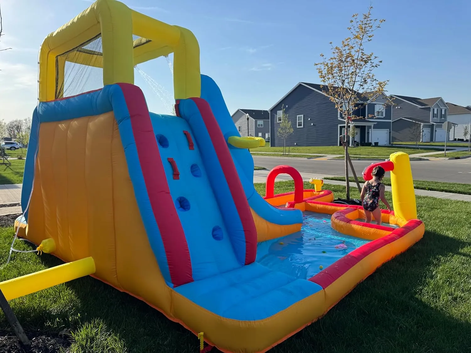 Big Inflatable Water Slides, 18FTx14FT Water Park Kids 3-12, Waterslide Bounce House with Extra Long 2 Slides, Splash Pool, Blow up Water Slide for Kids Backyard Water Fun(Extra Large Bounce House)