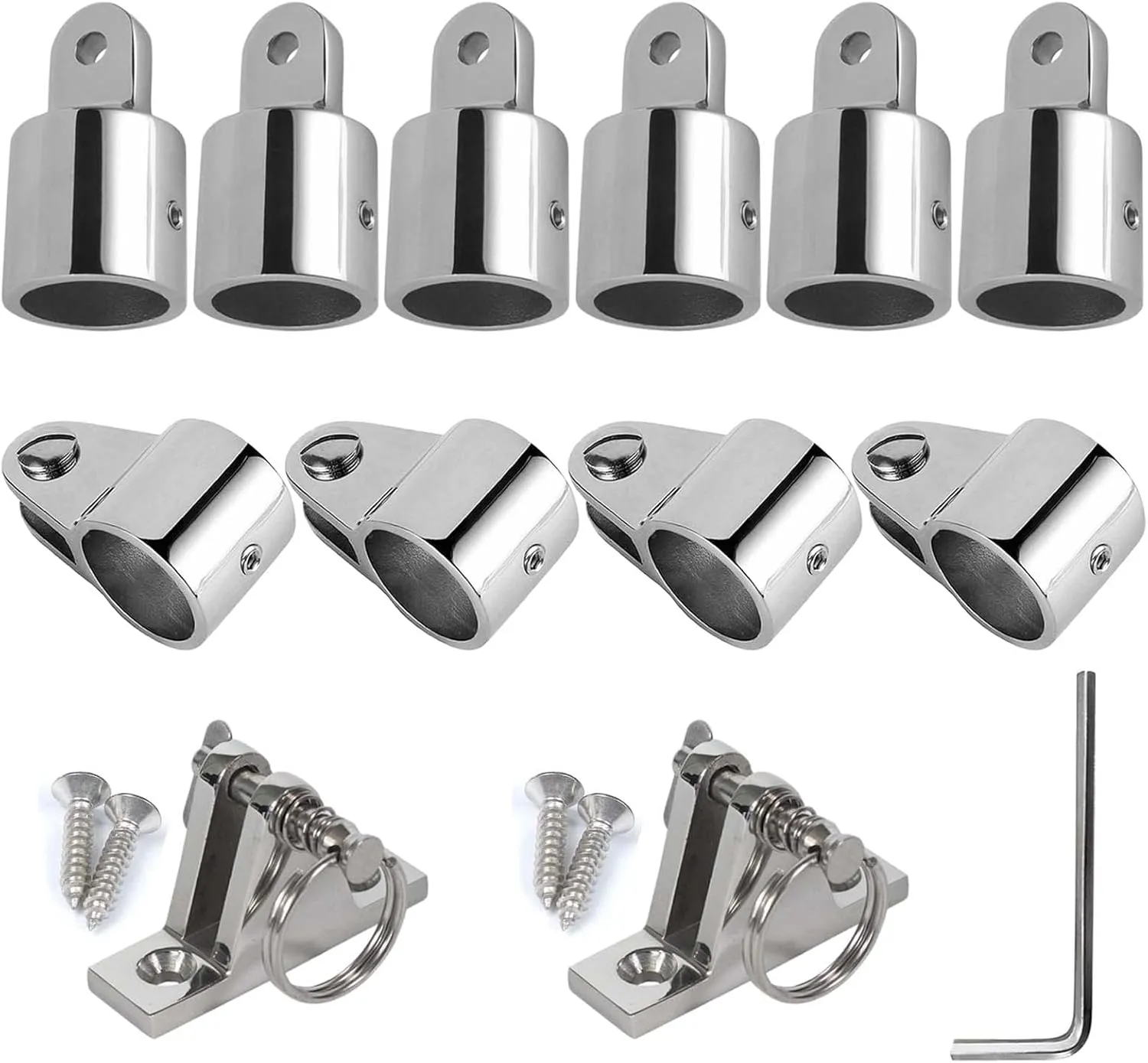 Bimini Top Hardware, Fits 7/8'' or 1'' OD Boat Fittings Heavy Dudy Parts for Canopy 316 Stainless Steel 12 Pieces