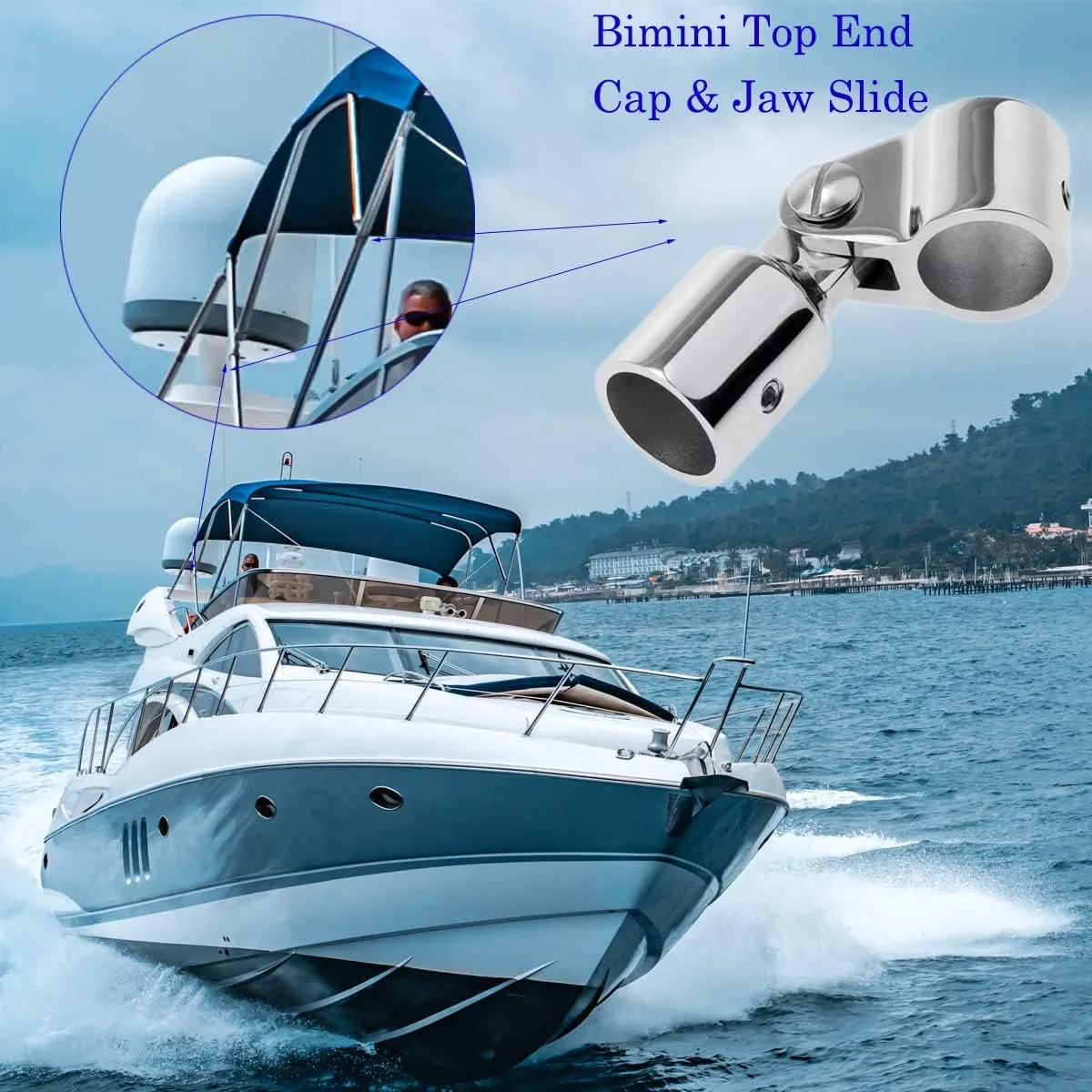 Bimini Top Hardware, Fits 7/8'' or 1'' OD Boat Fittings Heavy Dudy Parts for Canopy 316 Stainless Steel 12 Pieces