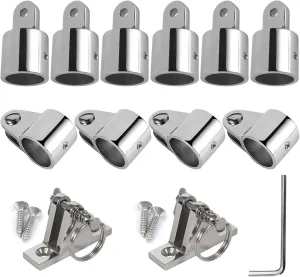 Bimini Top Hardware, Fits 7/8'' or 1'' OD Boat Fittings Heavy Dudy Parts for Canopy 316 Stainless Steel 12 Pieces