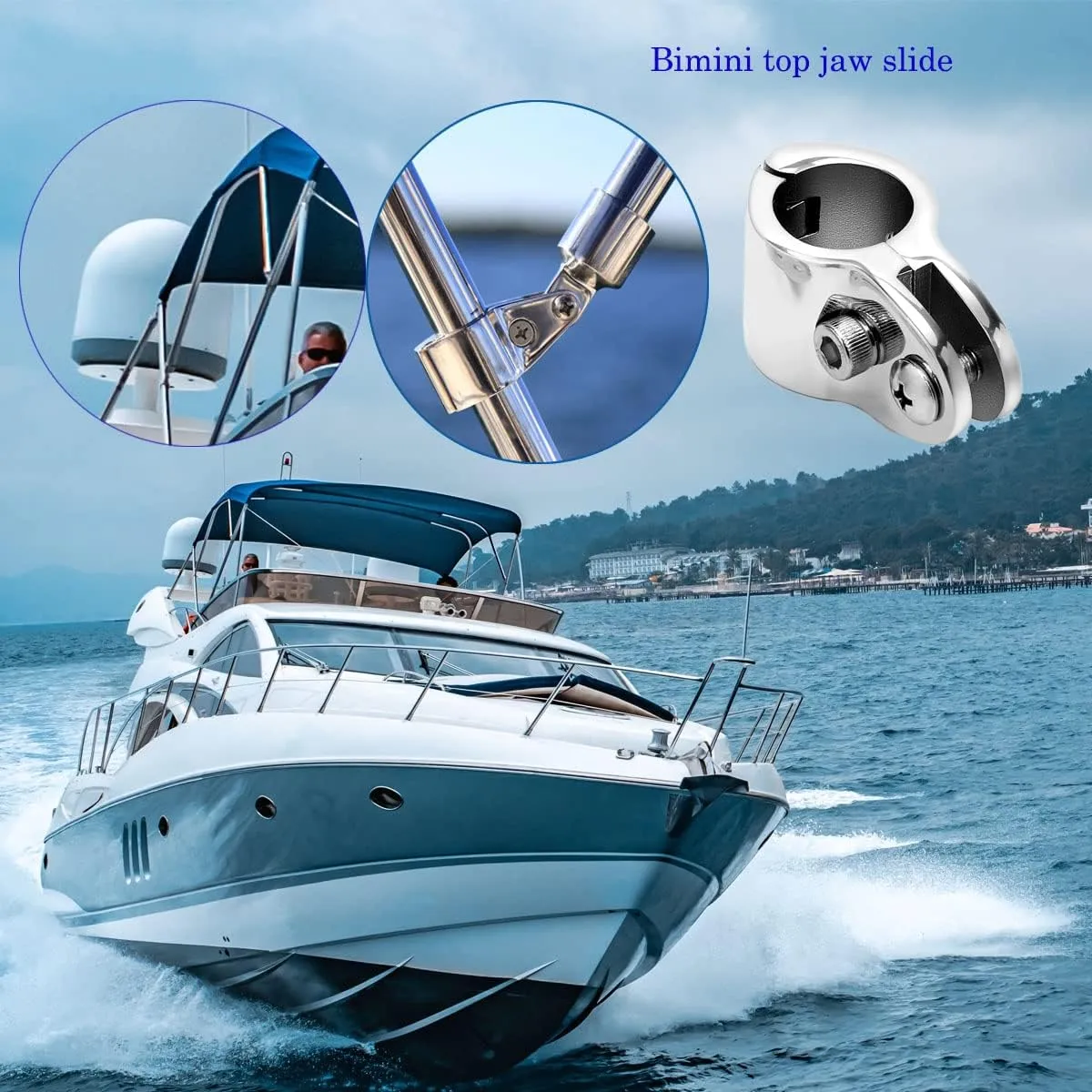 Bimini Top Jaw Slide Quick Release Marine Boat Hardware Heavy Dudy Bimin Top Hardware 316 Stainless Steel Inside Dia 7/8 or 1INCH 4 PCS