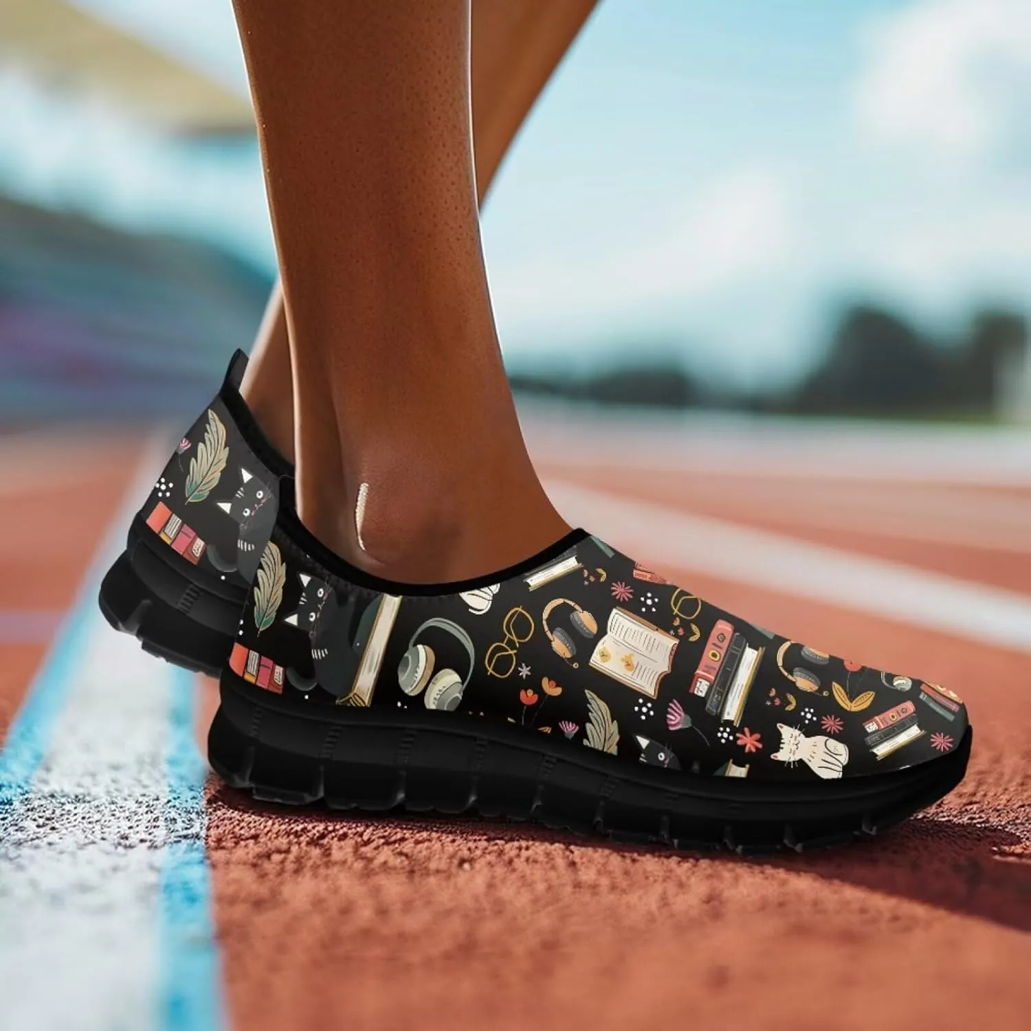 Binienty Vintage Art Loafers Women Low Cut Casual Shoes Slip On Walking Sneakers Pull-On Loafer Flats