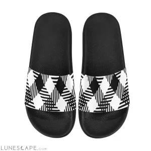 Black & White Plaid Checked Slides