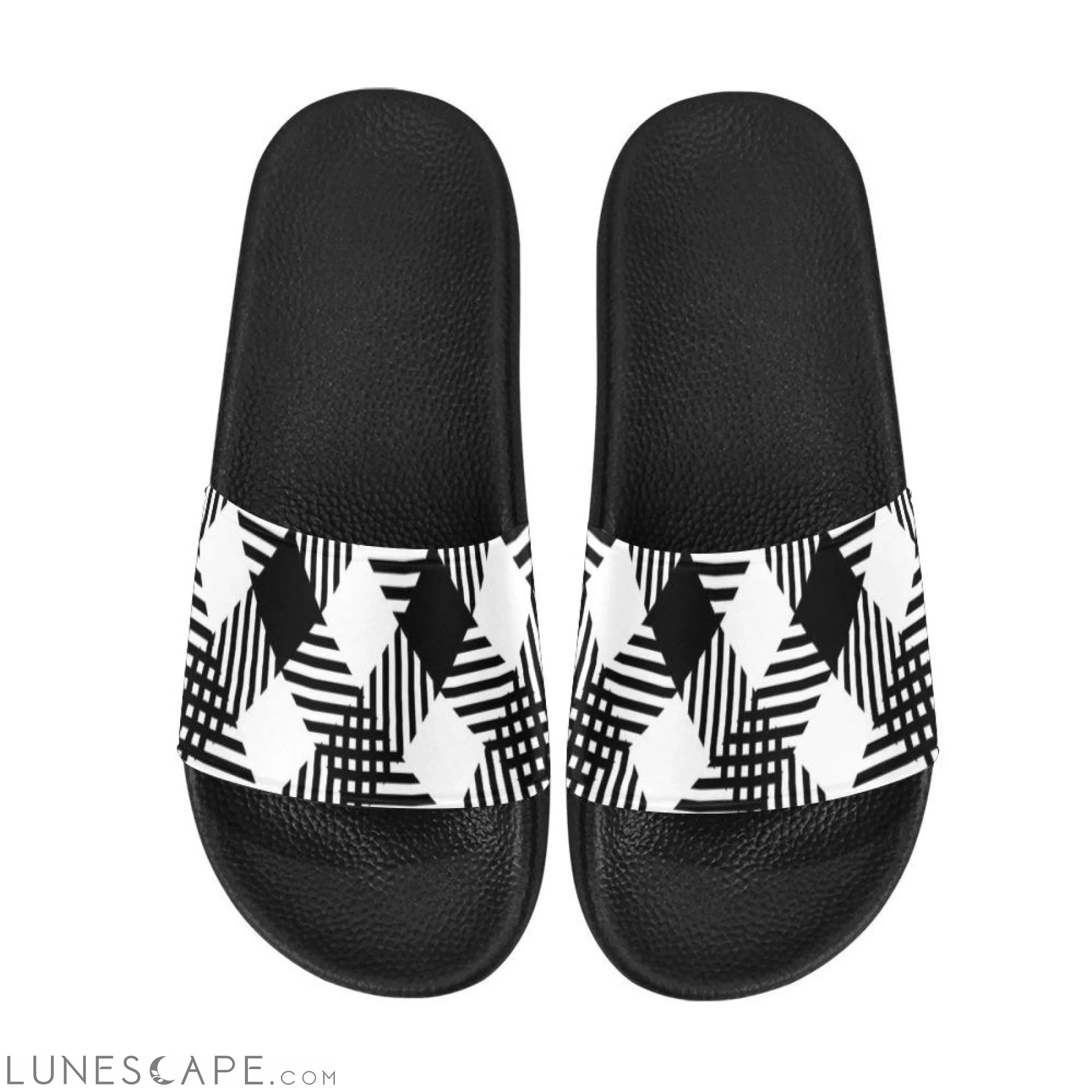Black & White Plaid Checked Slides