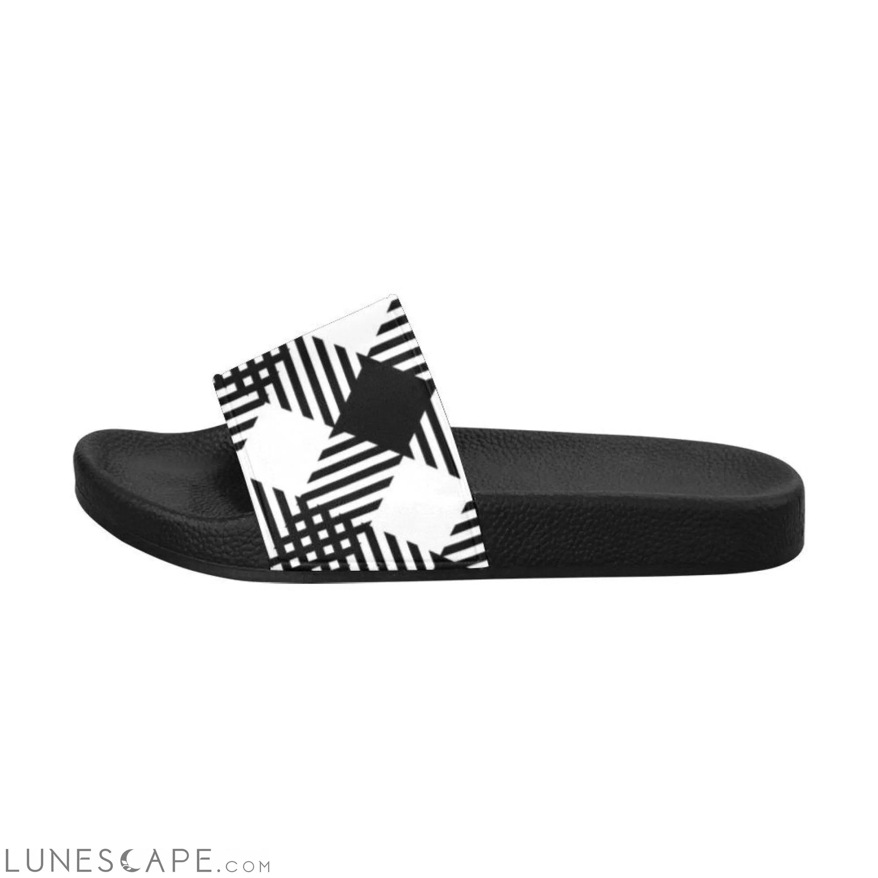 Black & White Plaid Checked Slides
