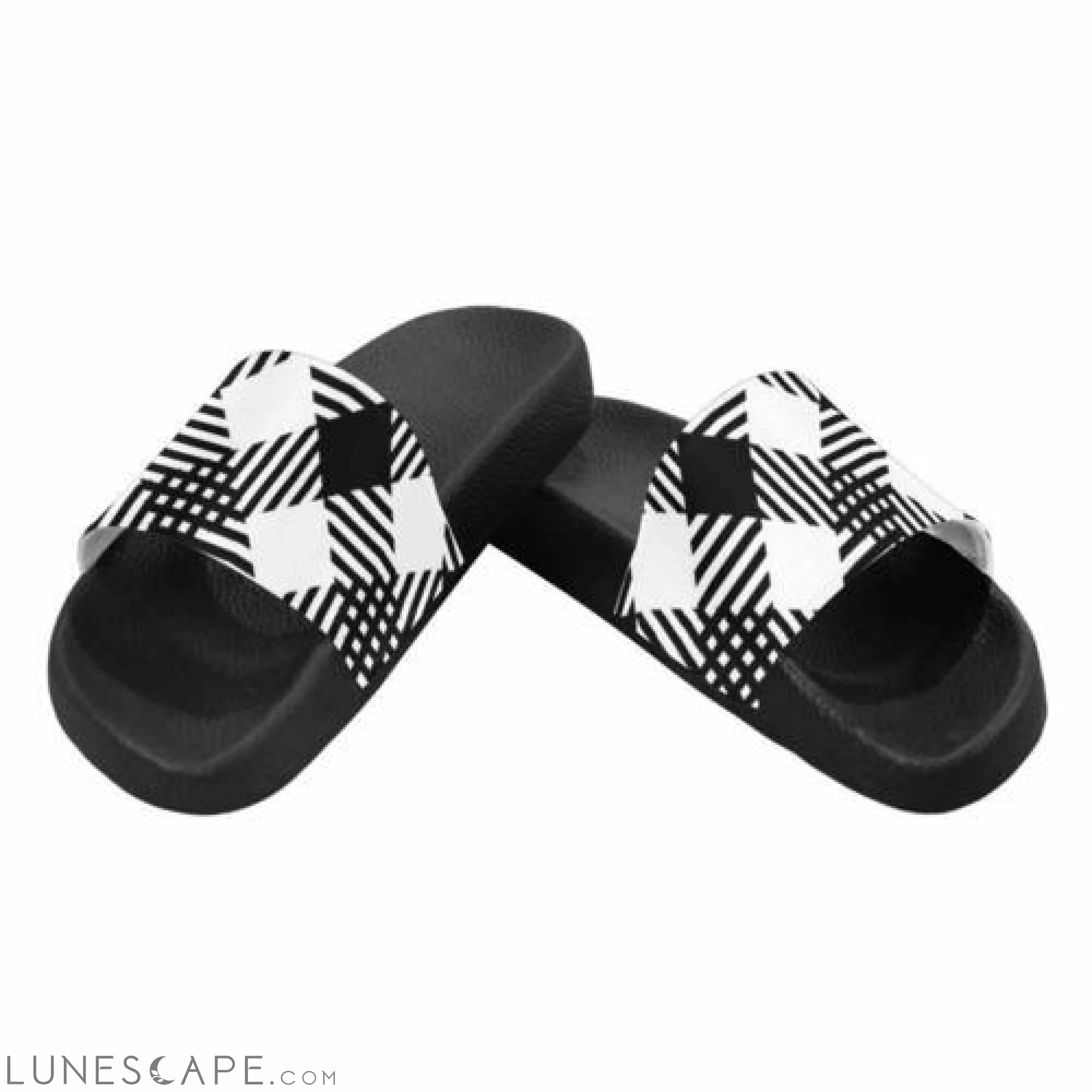 Black & White Plaid Checked Slides