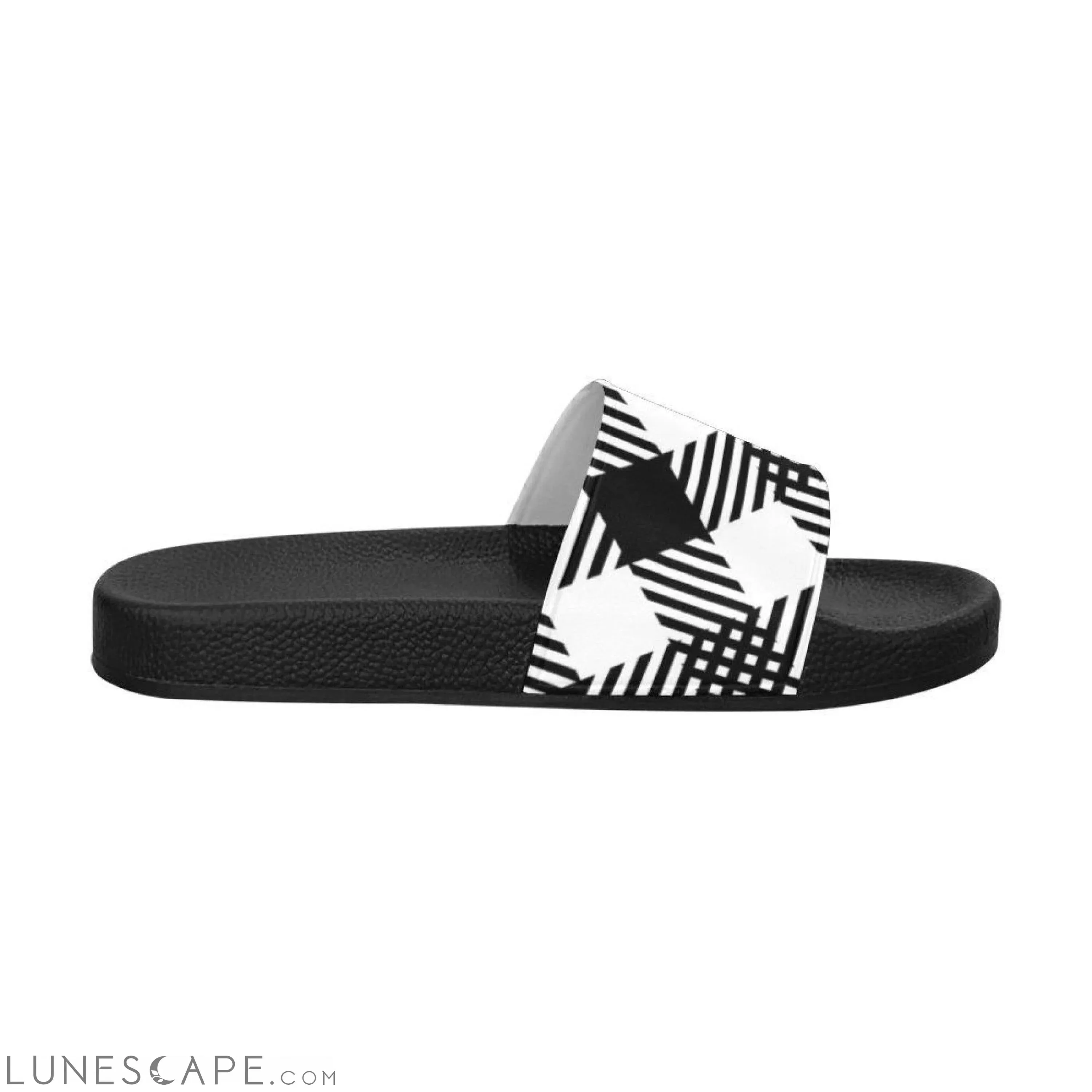 Black & White Plaid Checked Slides