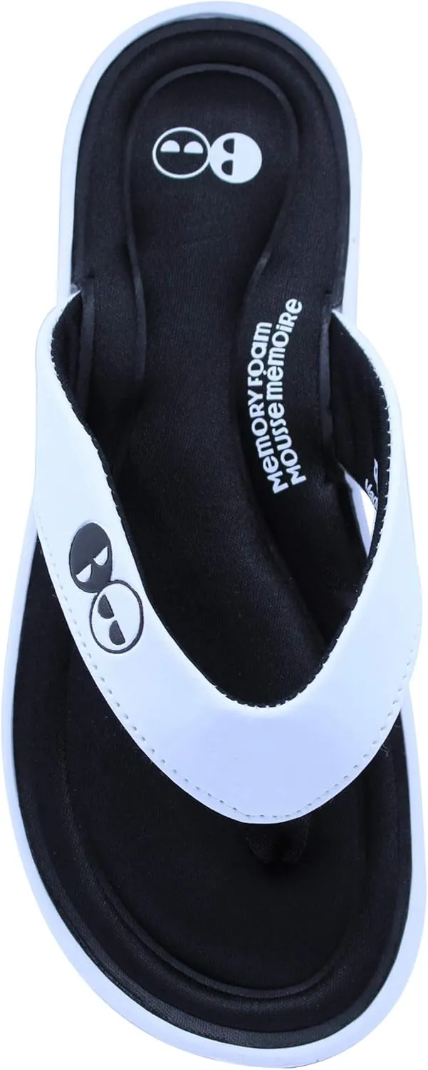 Black & White Women’s Memory Foam Thong Flip Flop Sandal