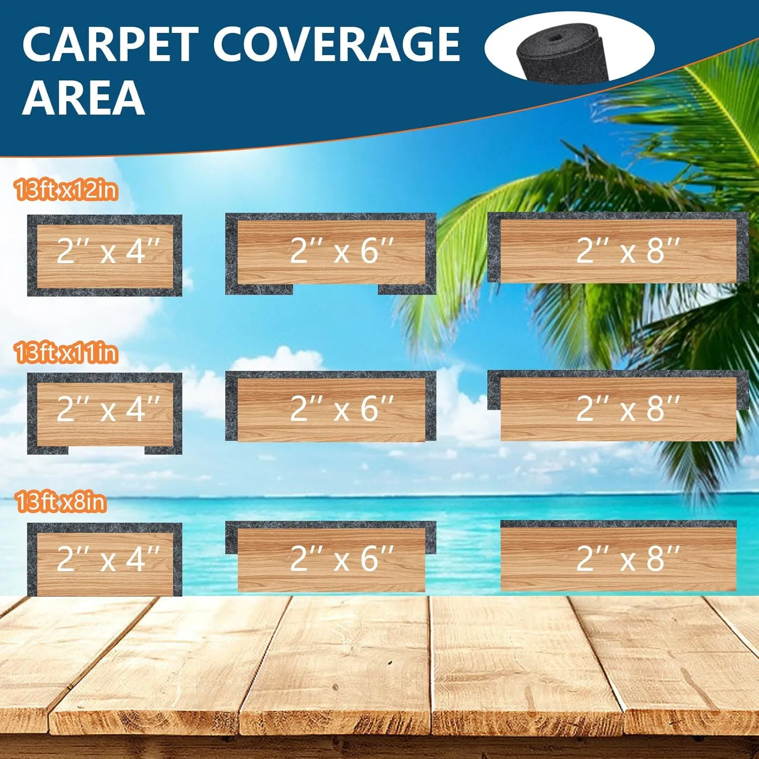 Boat Trailer Bunk Carpet,Bunk Carpet for Boat Trailers,13ft x 8in Boat Trailer Carpets,8mm Thickness Trailer Carpets, Jet Ski Bunks,Dark Gray