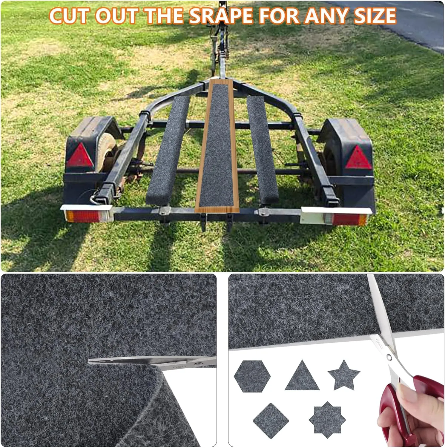 Boat Trailer Bunk Carpet,Bunk Carpet for Boat Trailers,13ft x 8in Boat Trailer Carpets,8mm Thickness Trailer Carpets, Jet Ski Bunks,Dark Gray