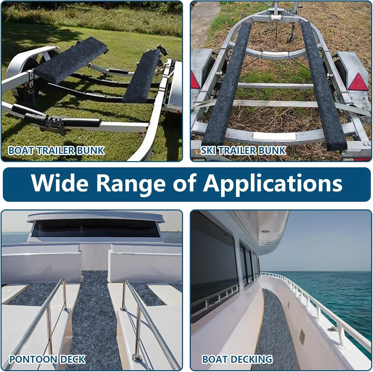 Boat Trailer Bunk Carpet,Bunk Carpet for Boat Trailers,13ft x 8in Boat Trailer Carpets,8mm Thickness Trailer Carpets, Jet Ski Bunks,Dark Gray
