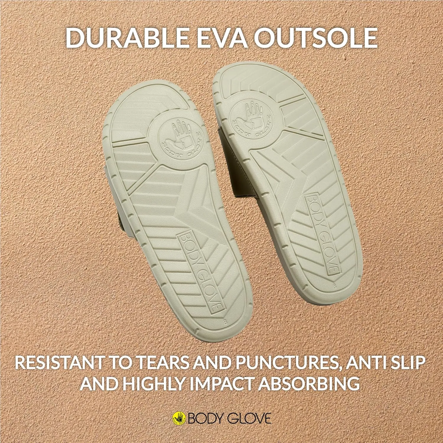 Body Glove Men’s Slides, Cushioned Slide-on Sandal Slippers with Padded Adjustable Strap