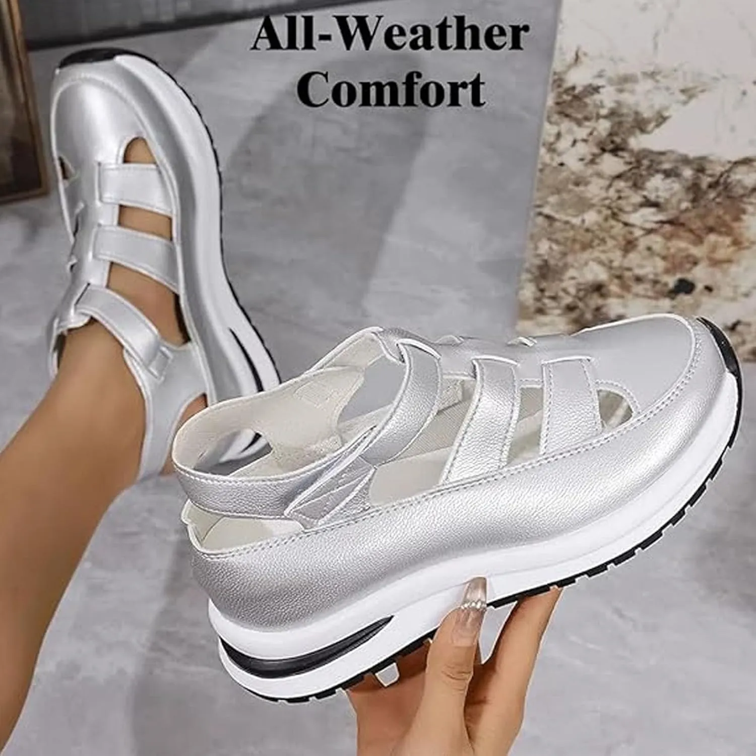Bomre Shoes, Bomre Orthopedic Slip On Shoes Women, Aveta Arch Support Sandals, 2025 Hollow-Out Closed Toe Platform Wedge