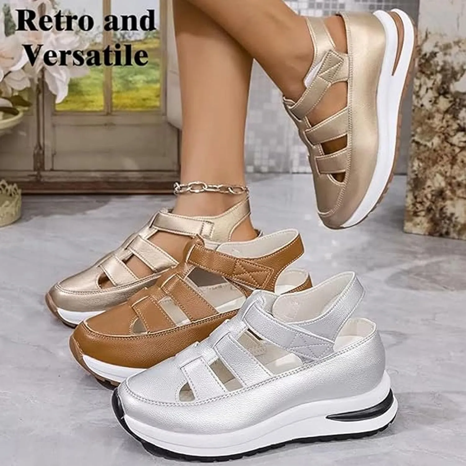 Bomre Shoes, Bomre Orthopedic Slip On Shoes Women, Aveta Arch Support Sandals, 2025 Hollow-Out Closed Toe Platform Wedge