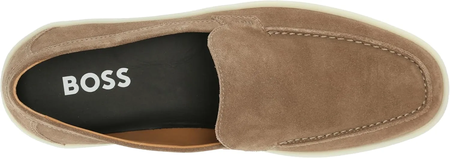 BOSS Women's Suede Loafer with Rubber Sole