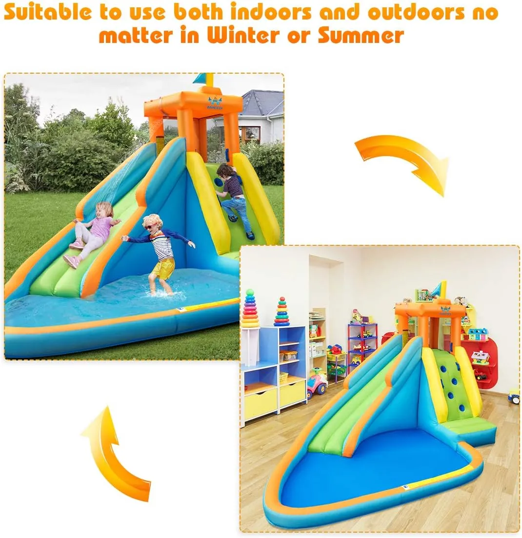 BOUNTECH Inflatable Water Slide for Kids, Giant Waterslide Park for Backyard Outdoor Fun w/Splash Pool, Climbing Wall, Blow up Water Slides Inflatables for Kids and Adults Party Gifts Presents