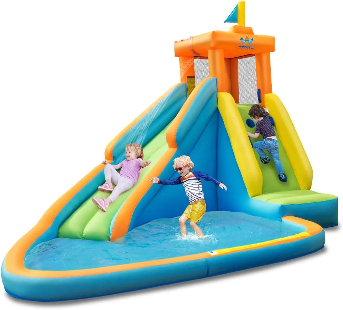 BOUNTECH Inflatable Water Slide for Kids, Giant Waterslide Park for Backyard Outdoor Fun w/Splash Pool, Climbing Wall, Blow up Water Slides Inflatables for Kids and Adults Party Gifts Presents