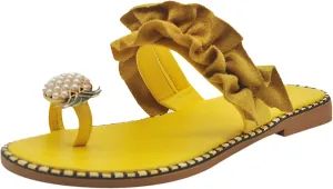 Bowknot Toe Ring Flat Slides for Women Casual Sandals Beach Shoes Boho Slippers Summer Slippers
