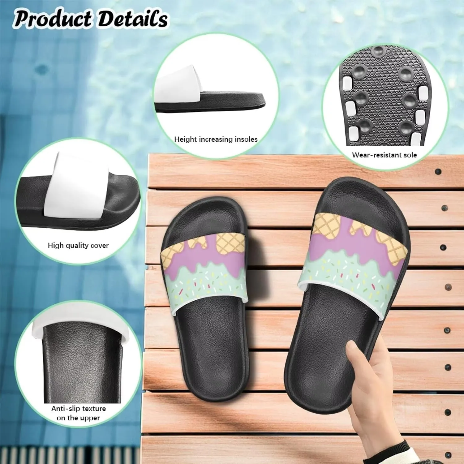 Boy & Girls Slide Sandals Summer Shoes Kids Shower Slippers Non Slip Girls Sandals