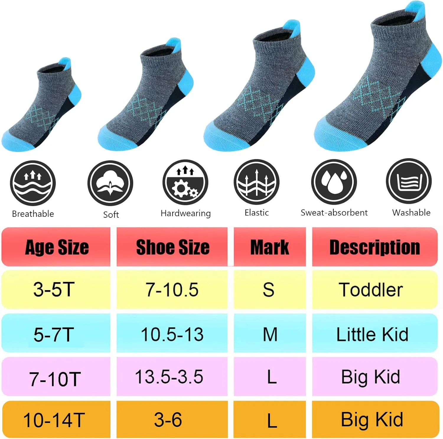 Boy Socks 24 Pairs Half Cushioned Low Cut Sock Ankle Athletic Sports Sock For Little Big Kids Age 3-14
