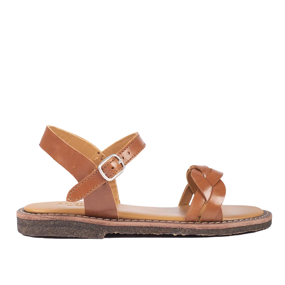 Braid sandal with open toe and buckle closure