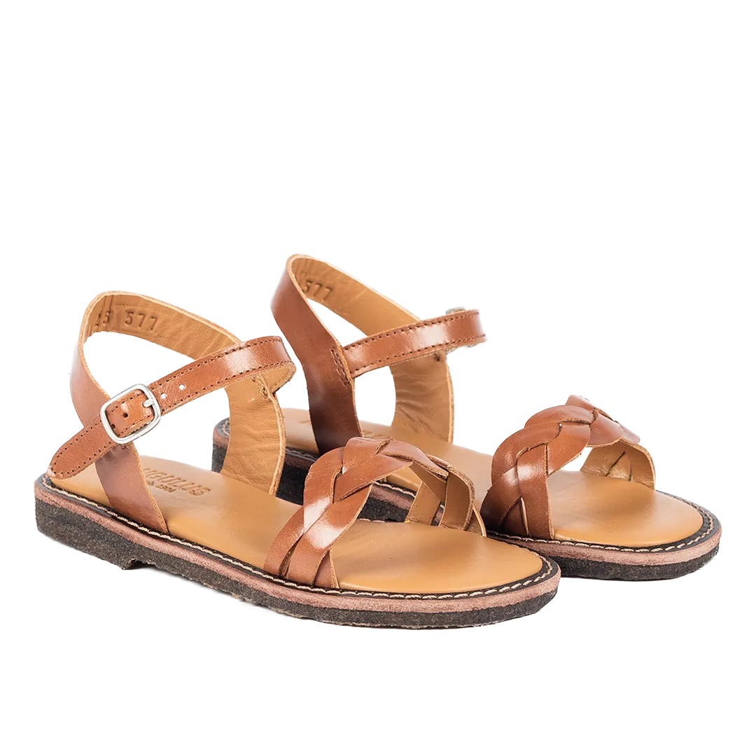 Braid sandal with open toe and buckle closure