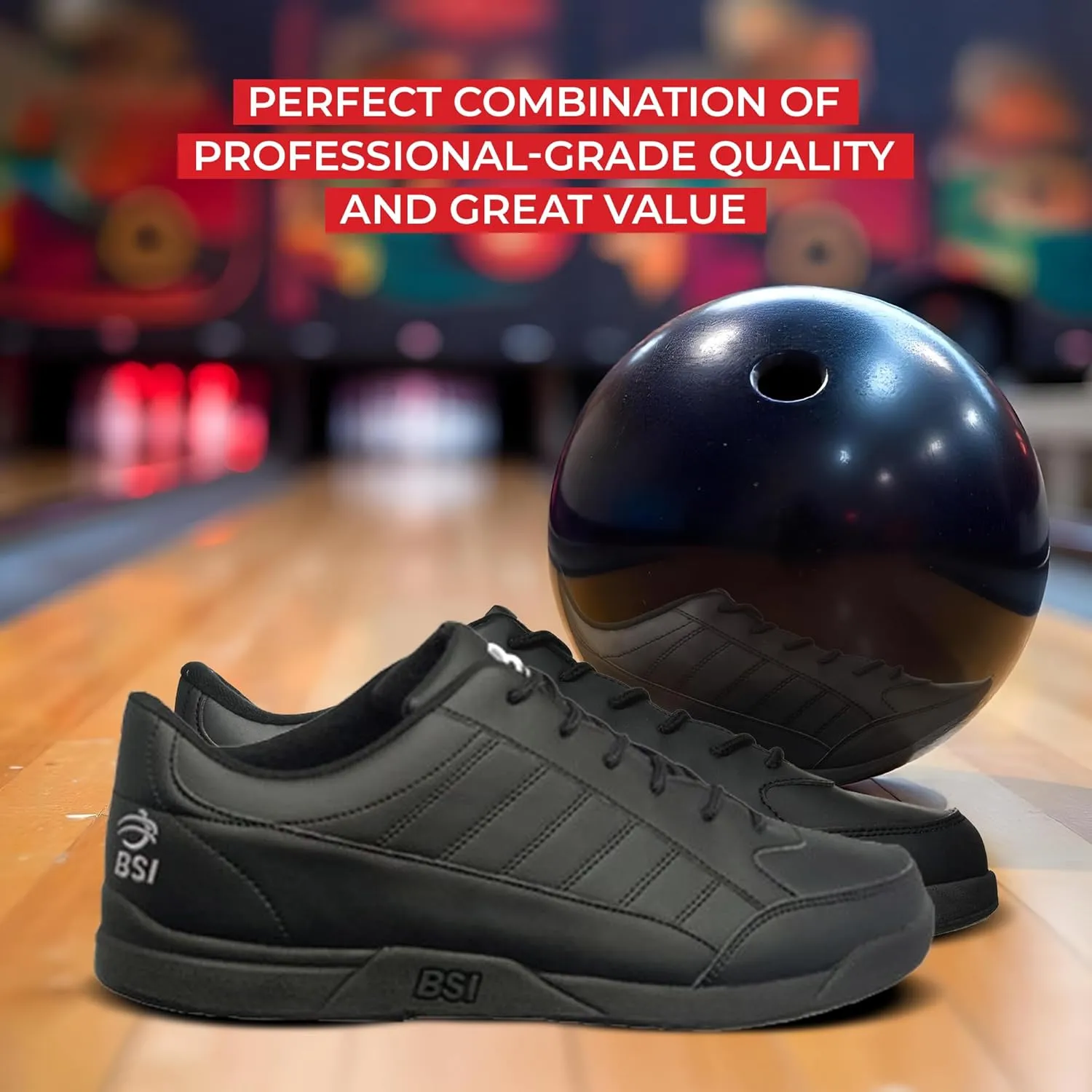 BSI Men’s 521 Sport Basic Shoe - Lightweight Leather Bowling Shoes with Cushioned Support for Men