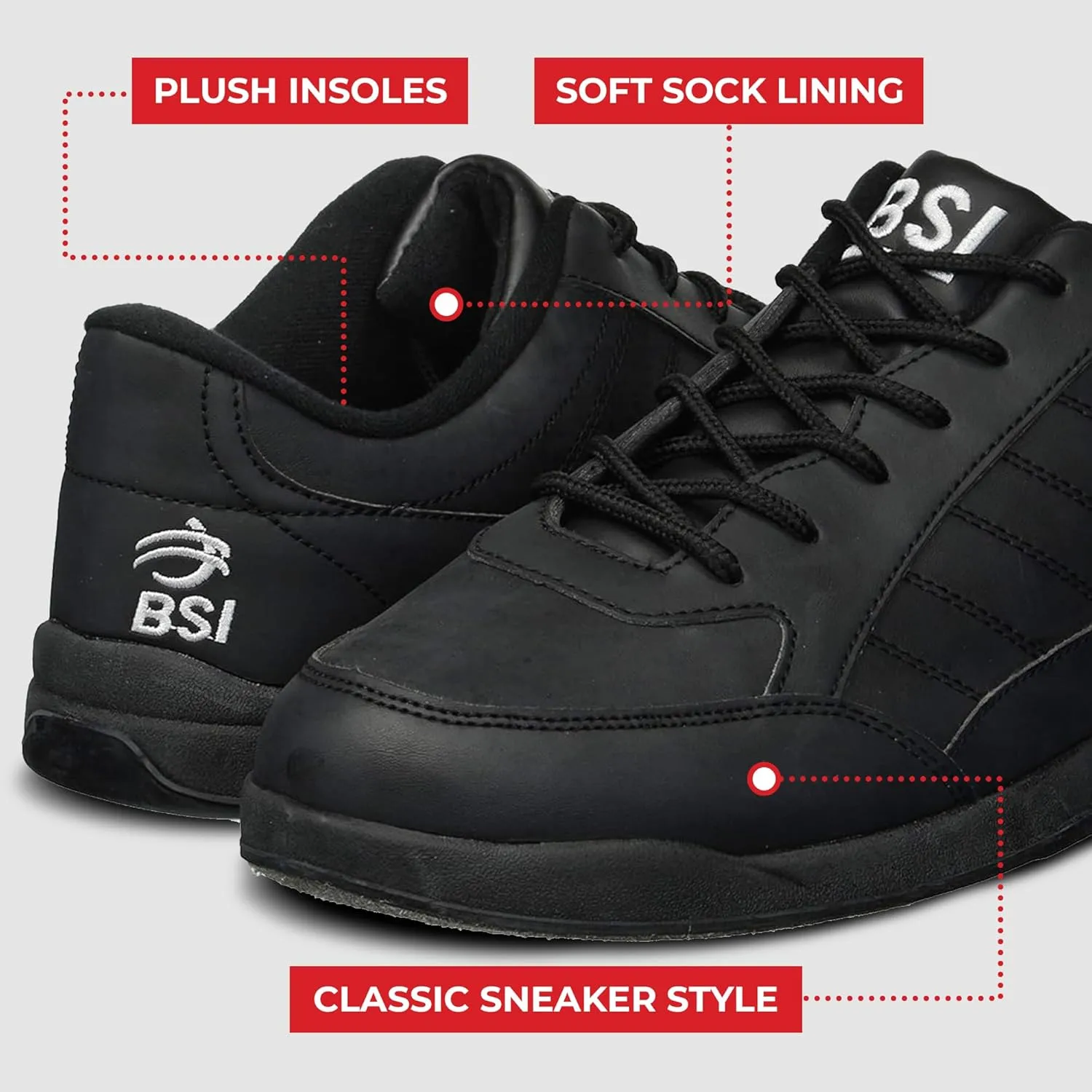 BSI Men’s 521 Sport Basic Shoe - Lightweight Leather Bowling Shoes with Cushioned Support for Men