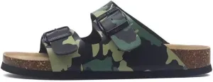 Buckle flat cork slippers summer men's and women's beach line button increase outdoor leisure slippers (Camouflage Black Color, Adult, Women, 7, Numeric Range, US Footwear Size System, 10, Medium)