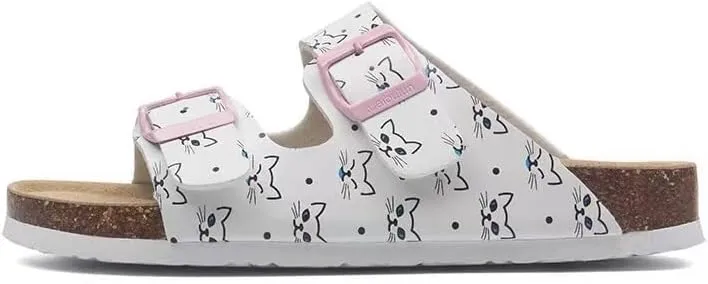 Buckle flat cork slippers summer men's and women's beach line button increase outdoor leisure slippers (Kitten, Adult, Women, 8, Numeric Range, US Footwear Size System, 10, Medium)